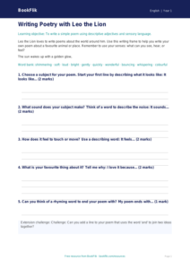 Free Poetry Writing Frame | Year 1 | English | BookFlik