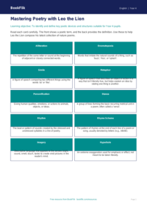 Poetry Flashcards Year 4 Free | Australian Curriculum English