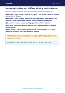 Free Prefixes And Suffixes Poster | Year 5 | English | BookFlik