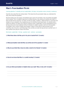 Free Punctuation Comprehension | Year 1 | English | BookFlik