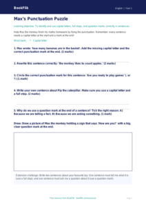 Free Punctuation Worksheet | Year 1 | English | BookFlik