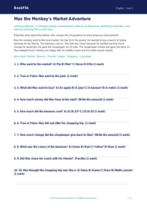 Free Reading Comprehension Quiz | Year 1 | English | BookFlik