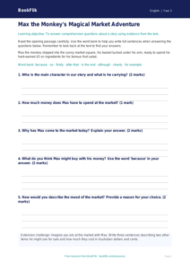 Free Reading Comprehension Writing Frame | Year 2 | English | BookFlik