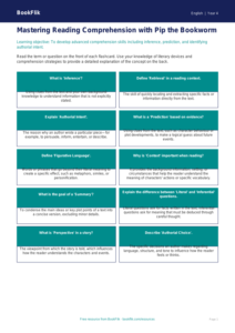 English reading comprehension flashcards year 4 greater depth