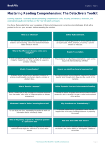 Free Reading Comprehension Flashcards | Year 5 | English | BookFlik