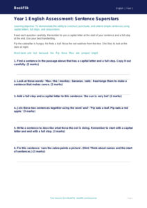 Free Sentence Structure Assessment | Year 1 | English | BookFlik