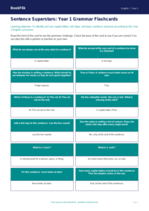 Sentence Structure Flashcards Year 1 | Free English Resources