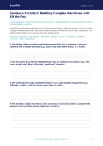 Free Sentence Structure Template | Year 4 | English | BookFlik