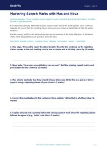 Free Speech Marks Worksheet | Year 5 | English | BookFlik