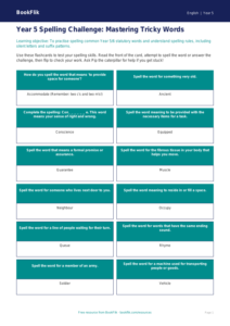 Free Spelling Flashcards | Year 5 | English | BookFlik