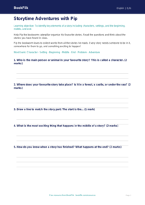 Free Stories Worksheet | Foundation | English | BookFlik