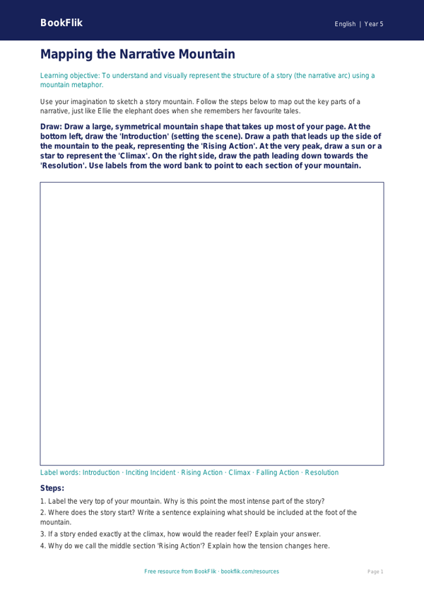 Free Stories Drawing Sheet | Year 5 | English | BookFlik worksheet preview — English Stories