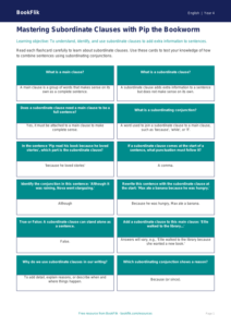 Free Subordinate Clauses Flashcards | Year 4 | English | BookFlik