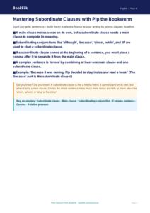 Free Subordinate Clauses Poster | Year 4 | English | BookFlik