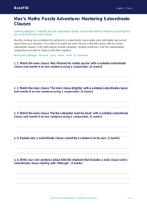 Free Subordinate Clauses Activity Sheet | Year 5 | English | BookFlik