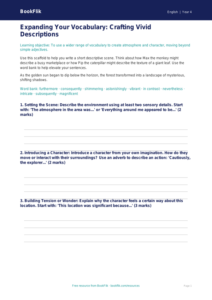 Free Vocabulary Writing Frame | Year 4 | English | BookFlik