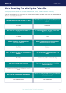 World Book Day Flashcards for Year 1 | Australian Curriculum English