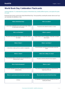 World Book Day Flashcards for Year 2 | Australian Curriculum