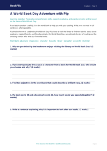 Free World Book Day Worksheet | Year 2 | English | BookFlik