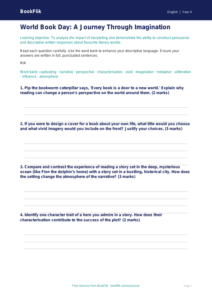 Free World Book Day Worksheet | Year 4 | English | BookFlik