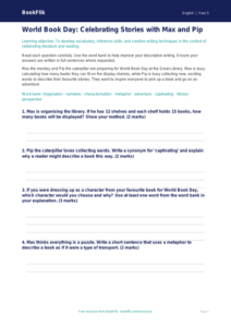 Free World Book Day Worksheet | Year 5 | English | BookFlik