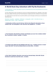 Free World Book Day Writing Frame | Year 5 | English | BookFlik