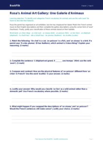 French Animals Activity Sheet | Year 4 | Australian Curriculum