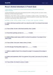 French Animals Quiz for Year 4 | Australian Curriculum | BookFlik