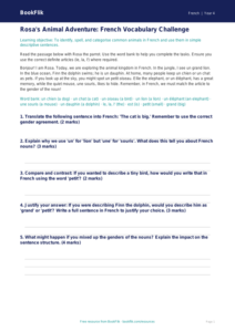 French Animals Track Sheet | Year 4 | Australian Curriculum