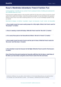 French Clothes Activity Sheet | Year 5 Australian Curriculum | BookFlik