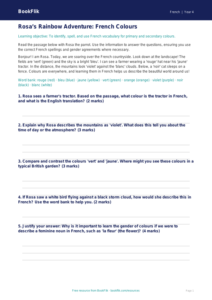 French Colours Track Sheet | Year 4 Australian Curriculum | BookFlik
