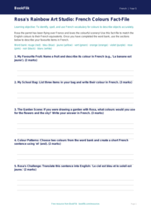 French Colours Template | Year 5 French Resources | BookFlik