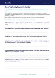 Free Days Of The Week Worksheet | Year 4 | French | BookFlik