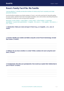 French Family Vocabulary Worksheet | Year 4 | BookFlik