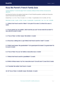 French Family Vocabulary Quiz | Year 5 | Australian Curriculum