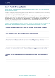French Family Vocabulary Worksheet | Year 5 | Australian Curriculum