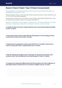French Food Assessment Year 4 | Greater Depth | BookFlik