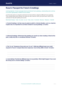 French Greetings Template for Year 4 | Australian Curriculum