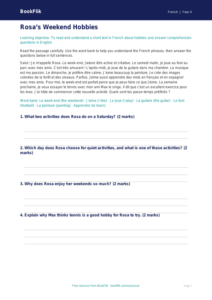 Year 4 French Hobbies Comprehension | Australian Curriculum | BookFlik