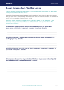 French Hobbies Template | Year 4 Australian Curriculum | BookFlik