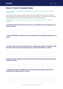Free Months Of The Year Template | Year 5 | French | BookFlik