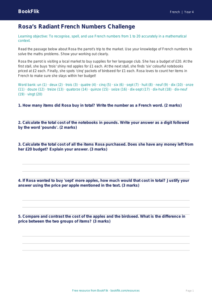 Year 4 French Numbers Track Sheet | Greater Depth | BookFlik