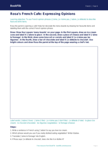 French opinion phrases drawing sheet year 4 core