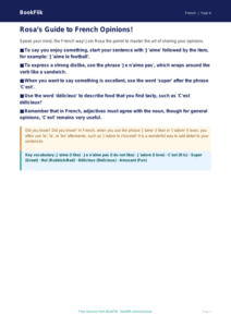 Free French Opinion Phrases Poster | Year 4 | Australian Curriculum