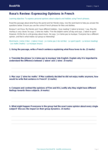 Year 4 French Opinion Phrases Track Sheet | Australian Curriculum