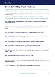Free School Quiz | Year 4 | French | BookFlik