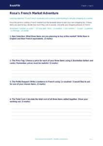 French Shopping Template for Year 5 Students | BookFlik