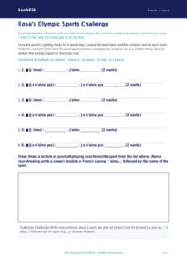 Free Sports Activity Sheet | Year 4 | French | BookFlik
