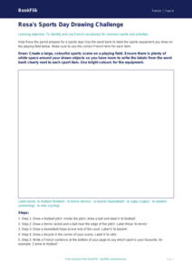 Free Sports Drawing Sheet | Year 4 | French | BookFlik
