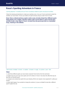 French Sports Vocabulary & Drawing Sheet | Year 4 | BookFlik